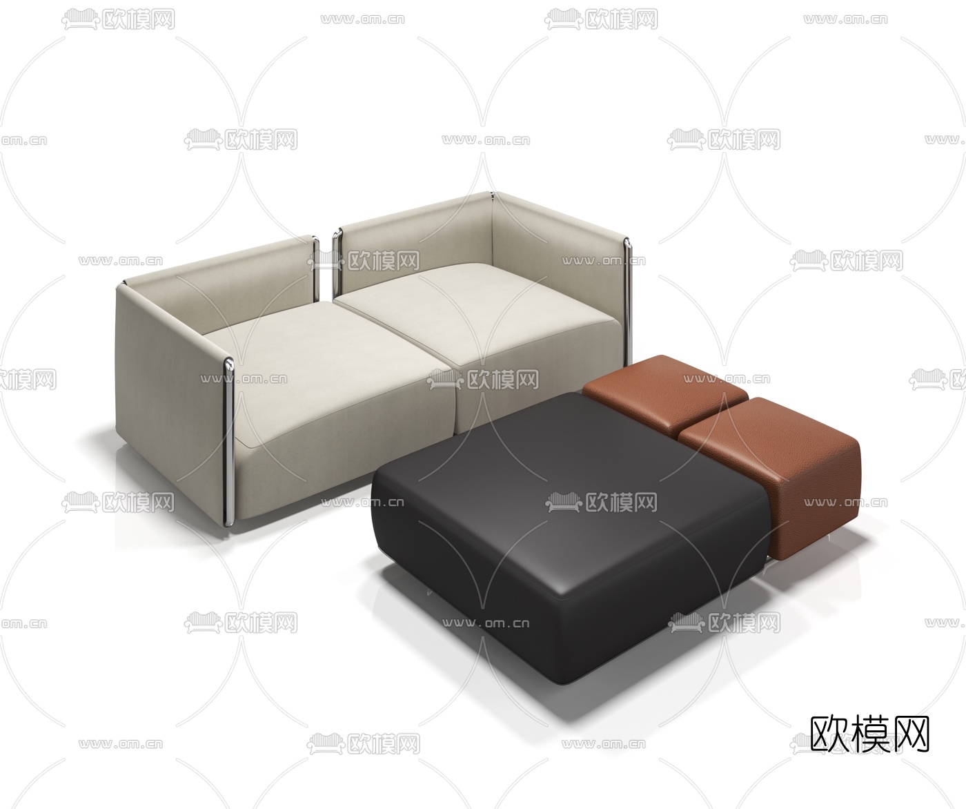 现代办公沙发脚踏3d模型