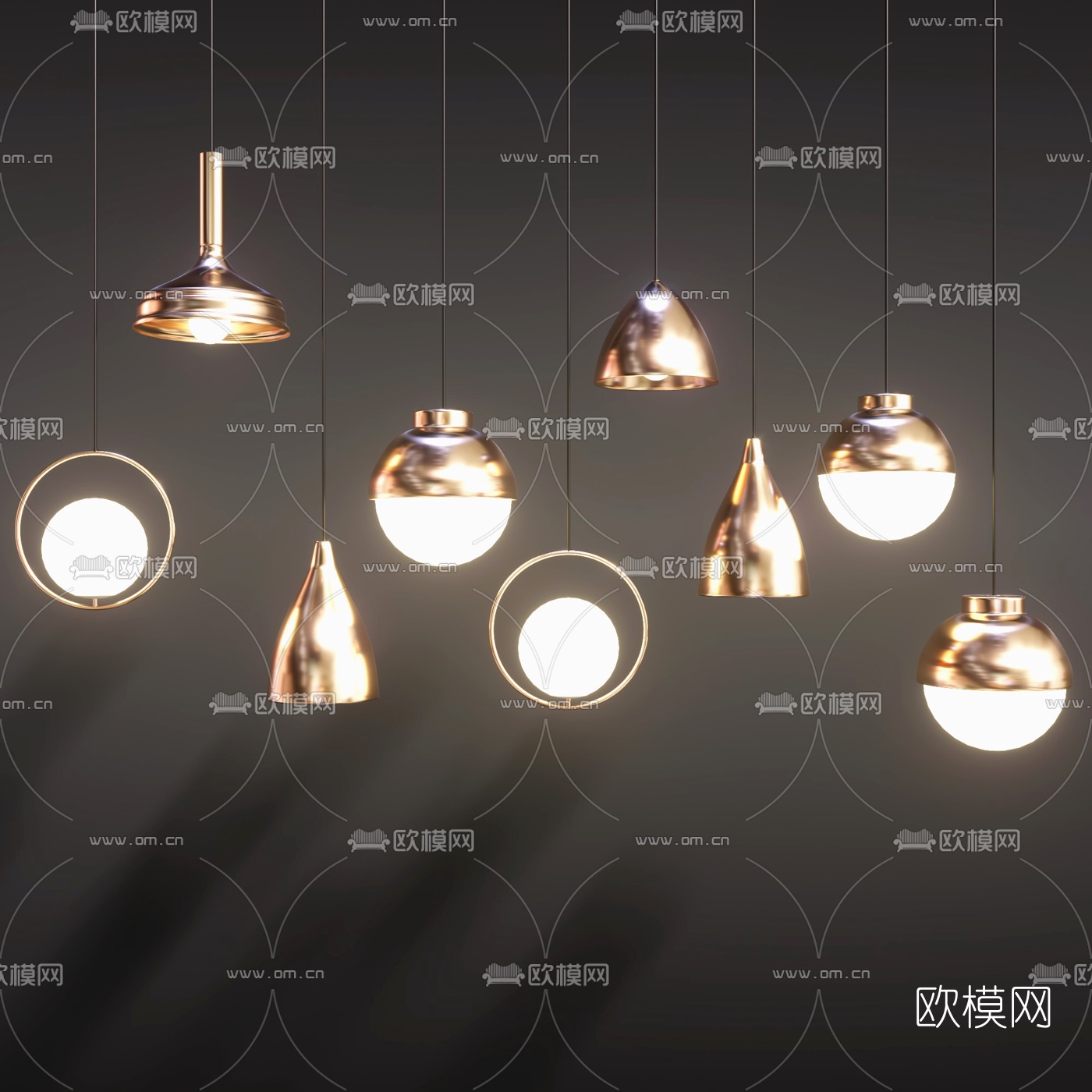 现代金属小吊灯3d模型-免费3dmax模型库-欧模网