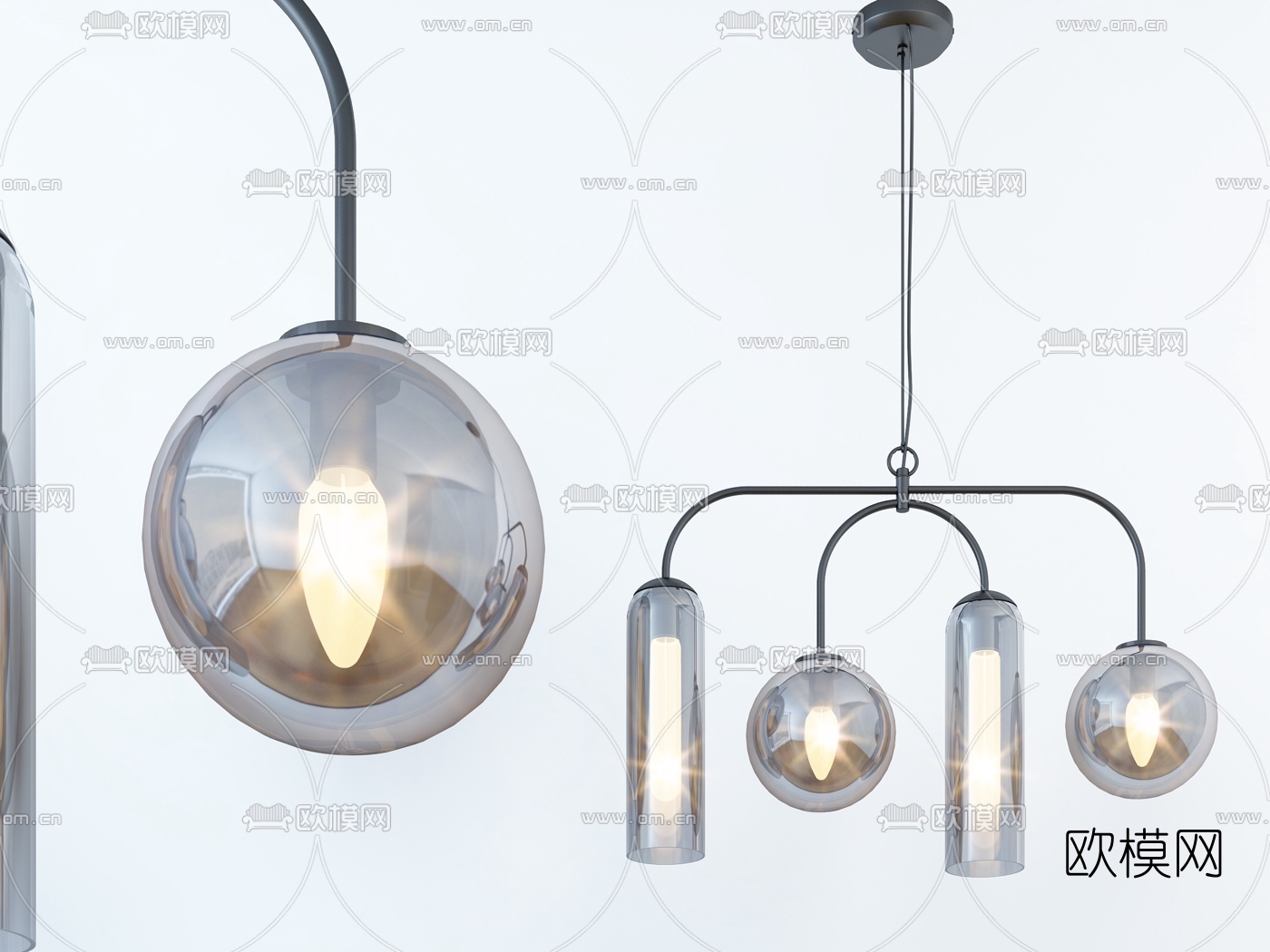 现代时尚多头吊灯3d模型