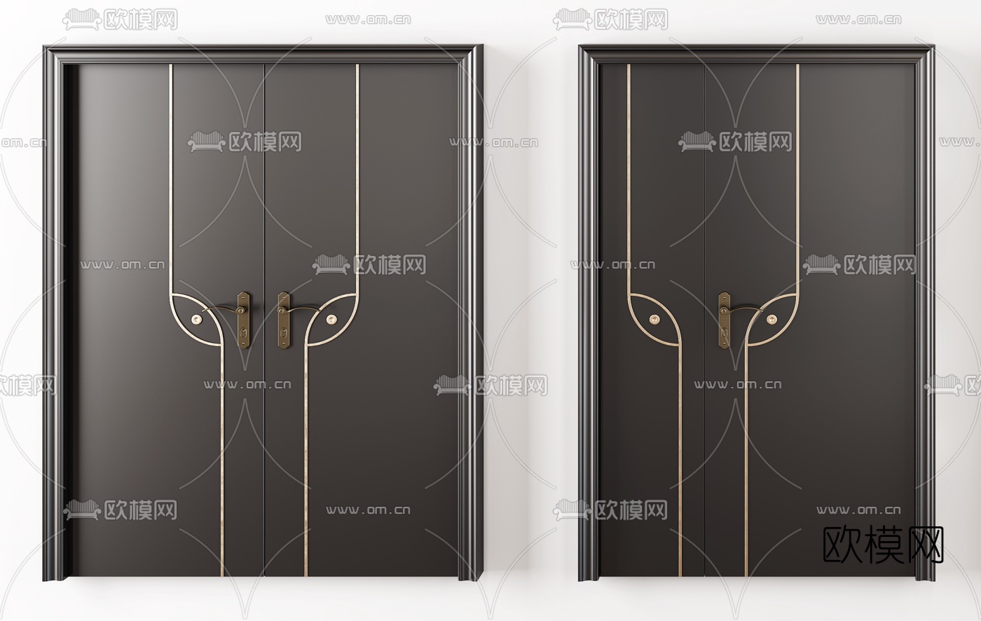 现代烤漆房门单开门双开门子母门3d模型