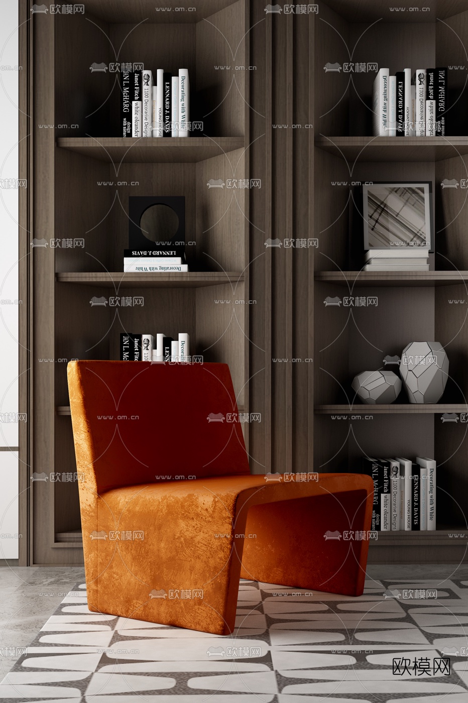 葛亚曦设计 现代橙色休闲沙发椅3d模型下载