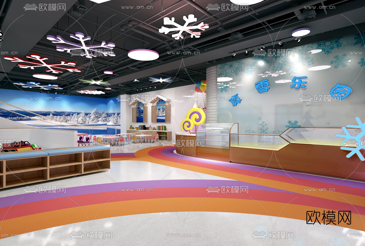现代儿童游乐场su模型下载（渲染图7）