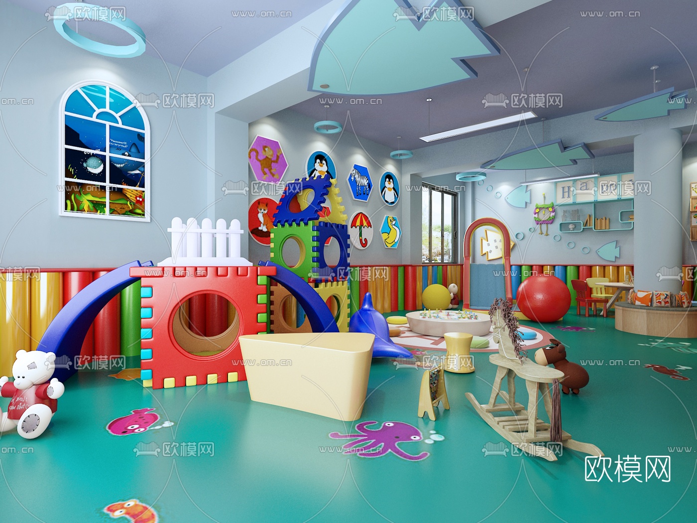 现代幼儿园活动中心3D模型