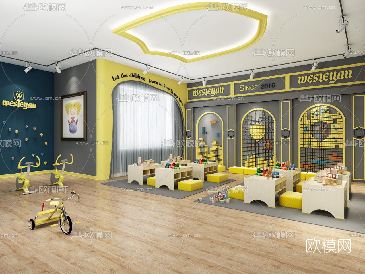 现代幼儿园建构教室3D模型下载_ID10067355_3dmax免费模型-欧模网