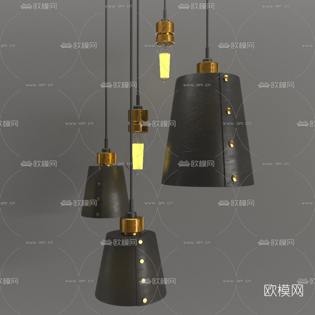 现代金属吊灯3D模型免费下载-免费3dmax模型库-欧模网
