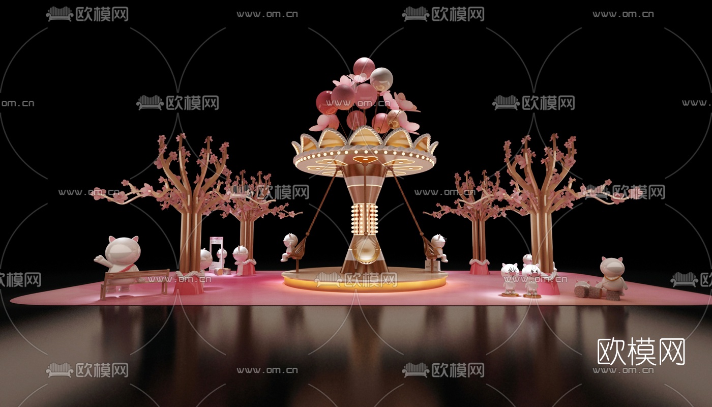 现代儿童游乐设施3d模型下载（渲染图3）