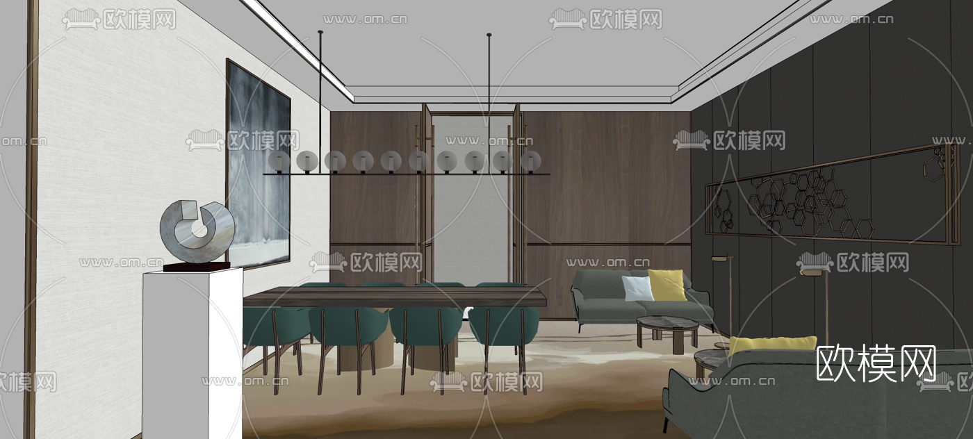 现代轻奢售楼处su模型下载（渲染图4）