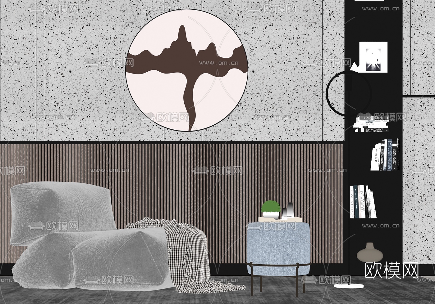 现代轻奢休闲单人沙发su模型下载（渲染图2）