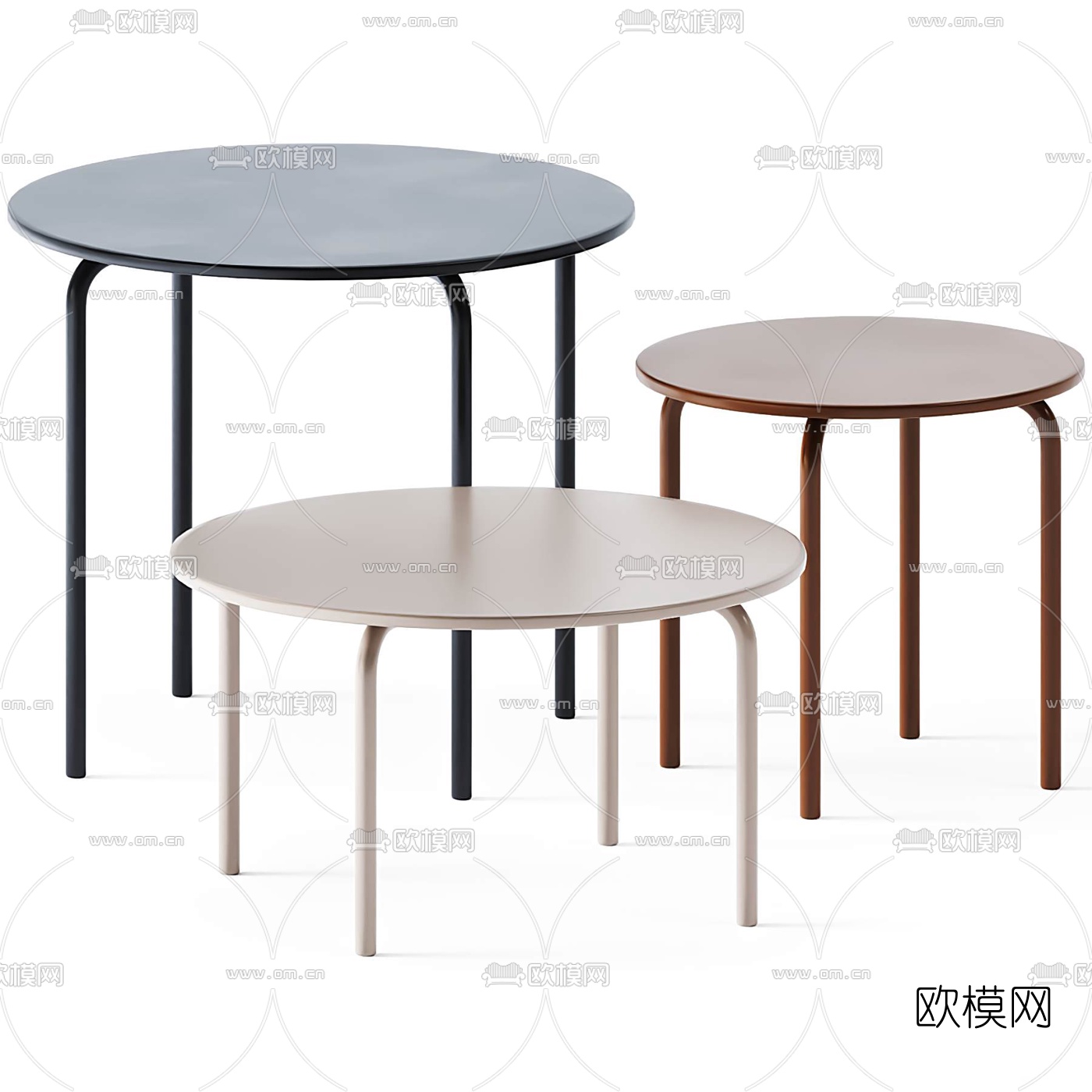 现代茶几圆几3d模型下载