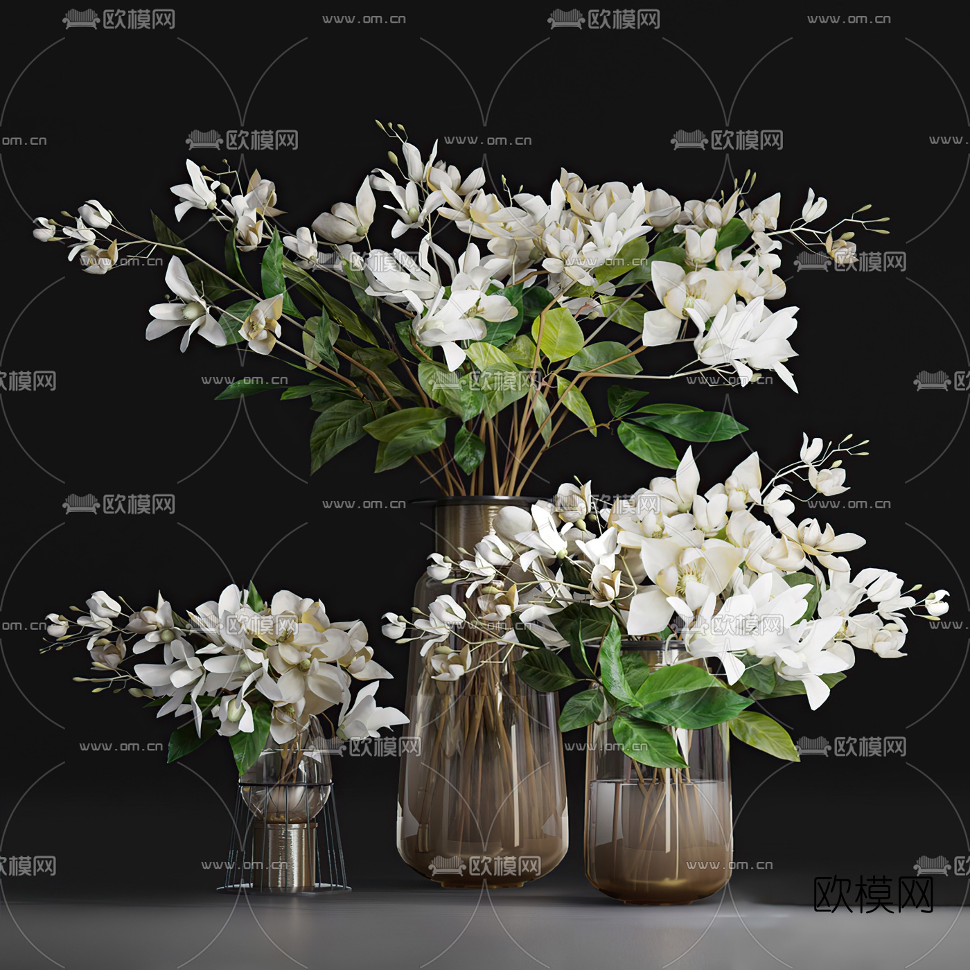 现代花瓶插花3d模型下载（渲染图1）