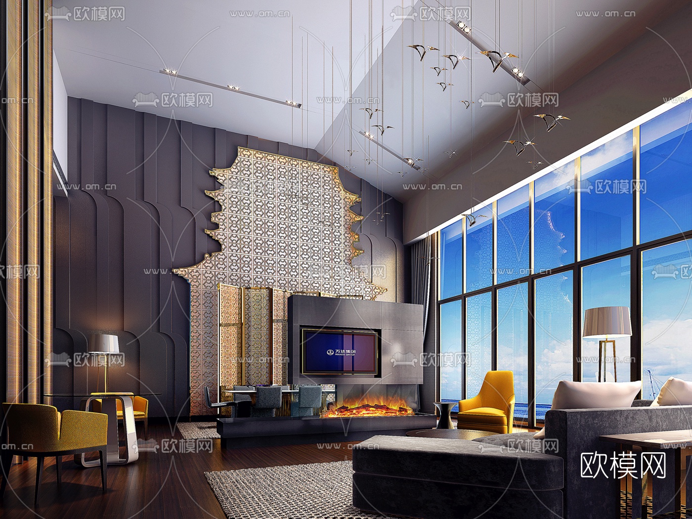 新中式酒店套房3d模型