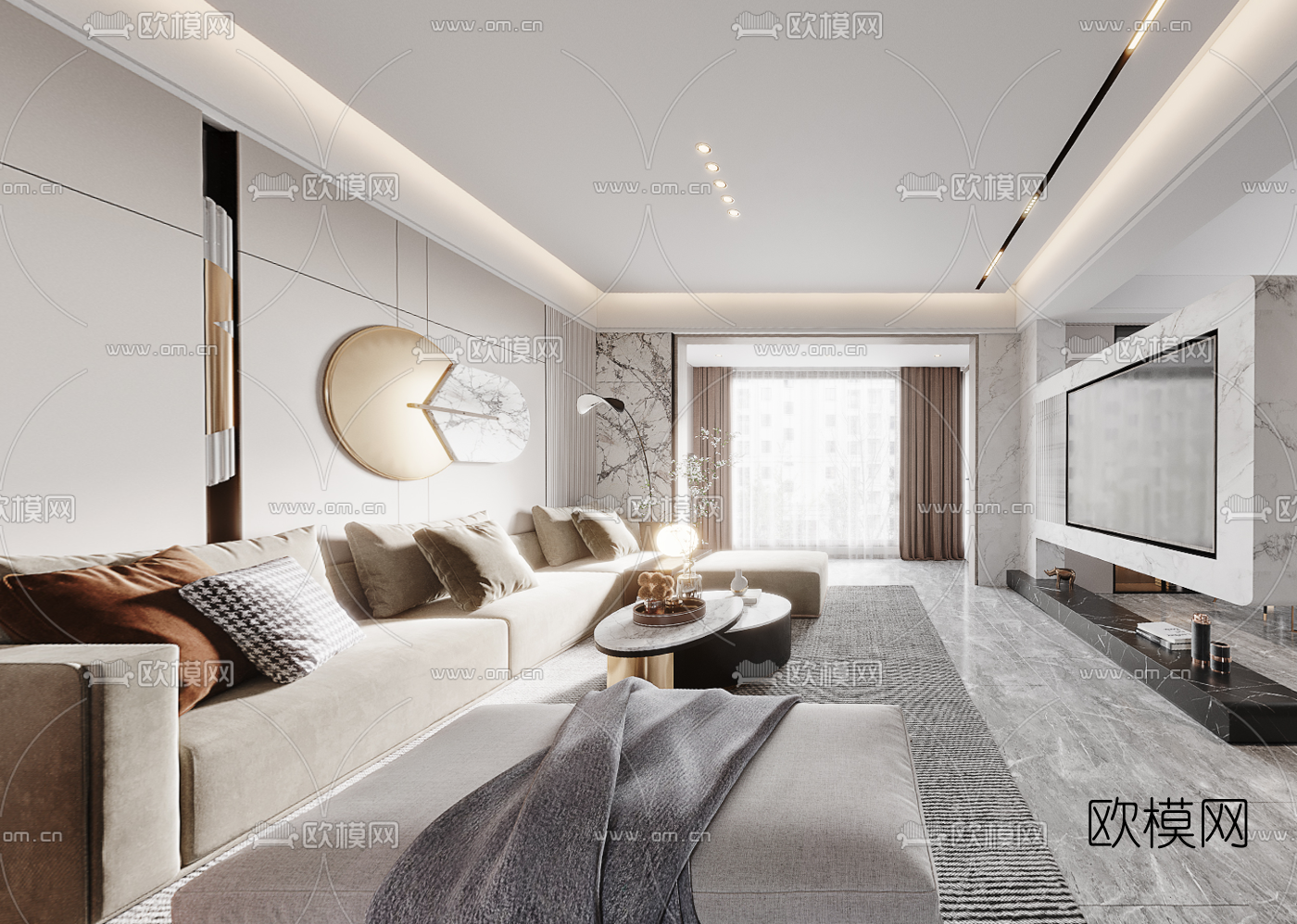 现代轻奢客餐厅cr全景3d模型