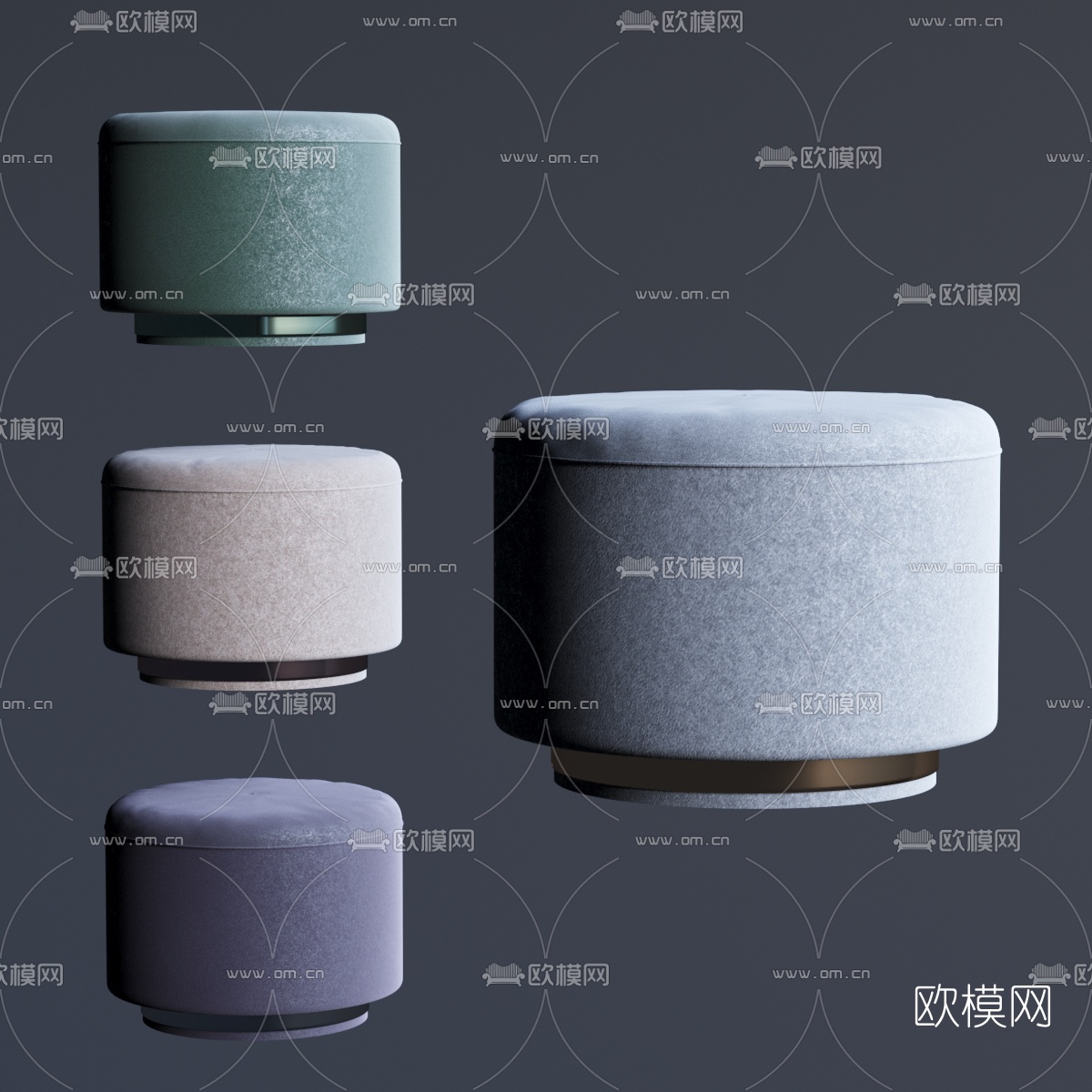 北欧布艺圆凳3d模型下载