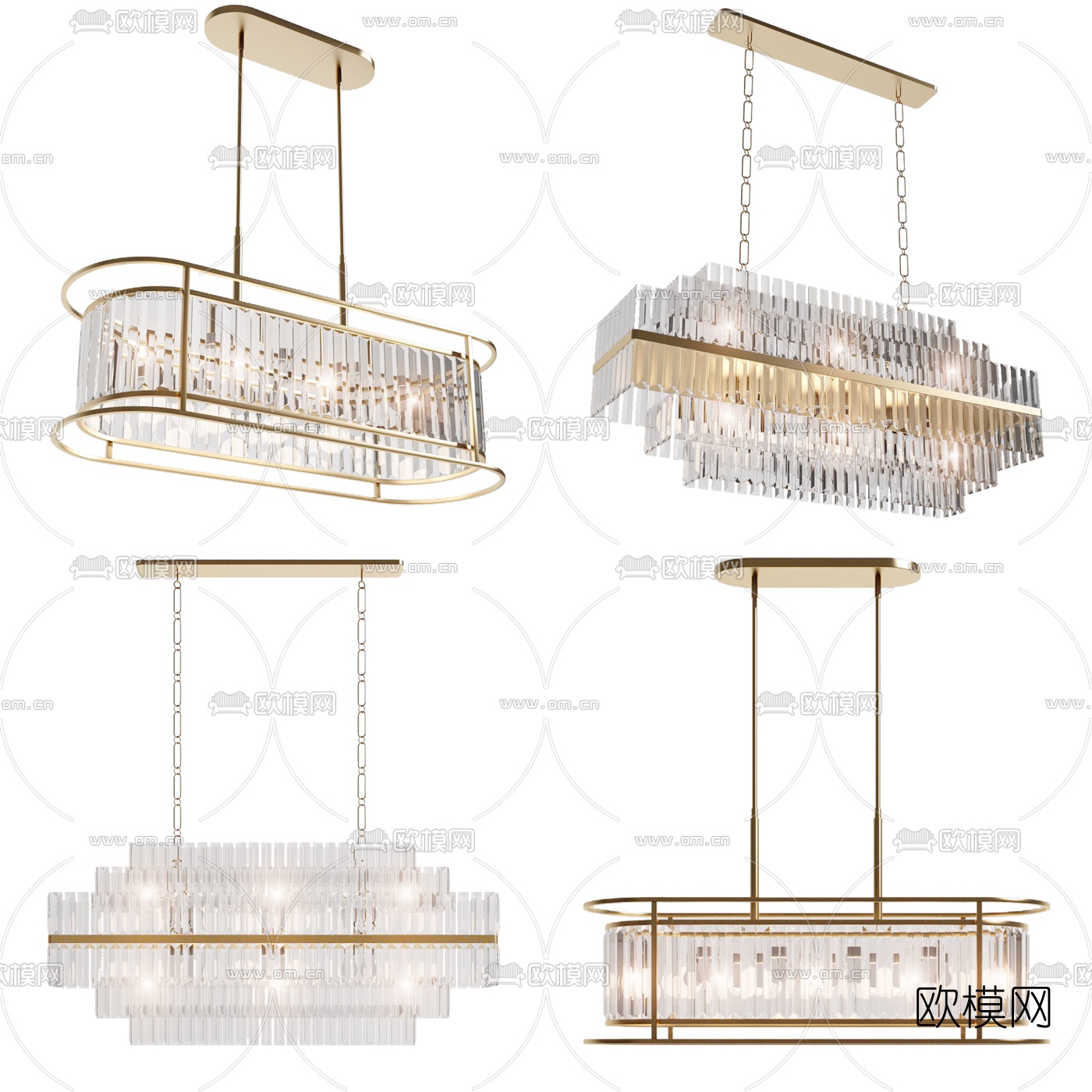 现代水晶多层吊灯3d模型下载（渲染图1）