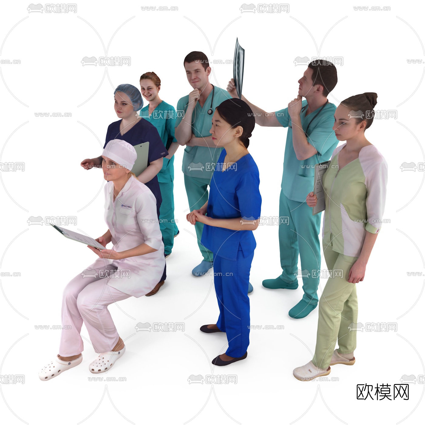 现代医生护士人物3d模型下载（渲染图3）