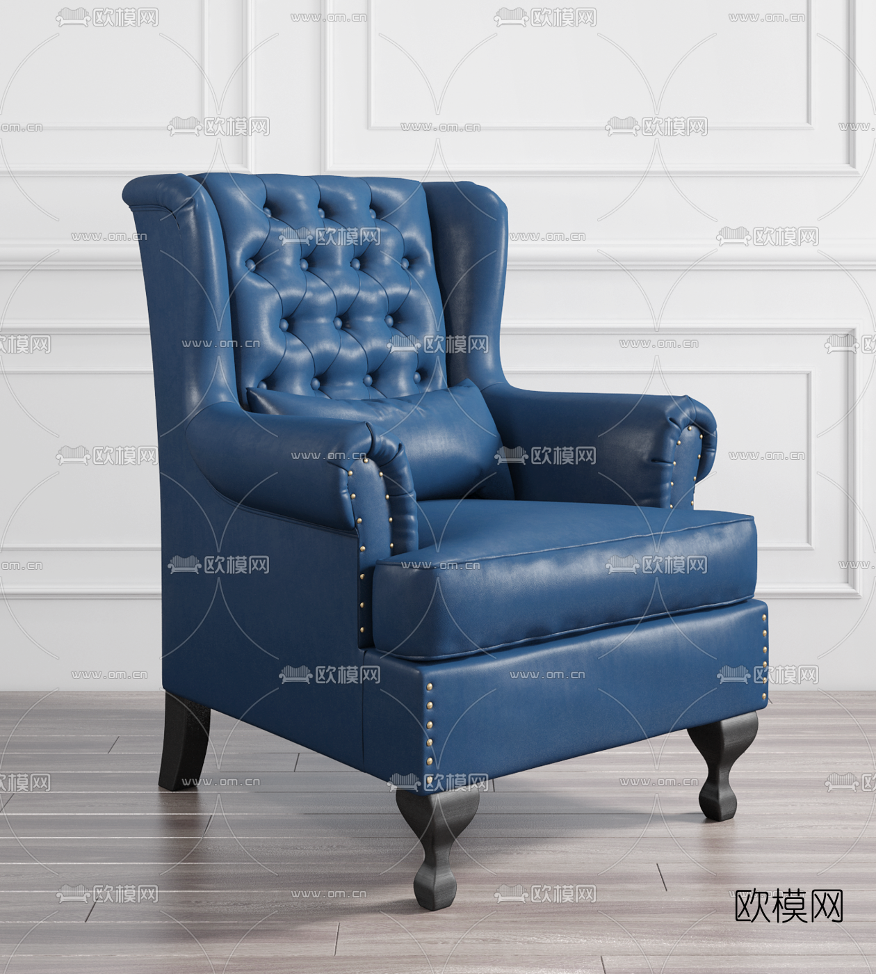 美式皮革单人沙发3d模型