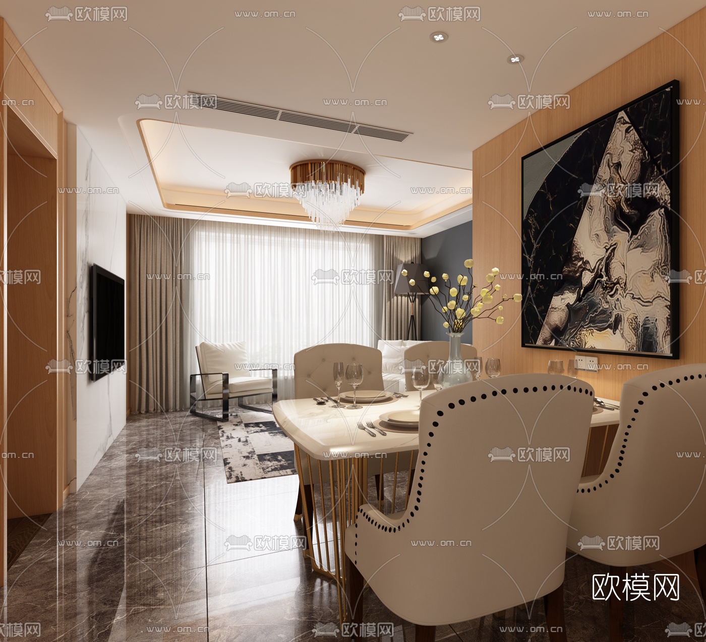 现代客餐厅3d模型