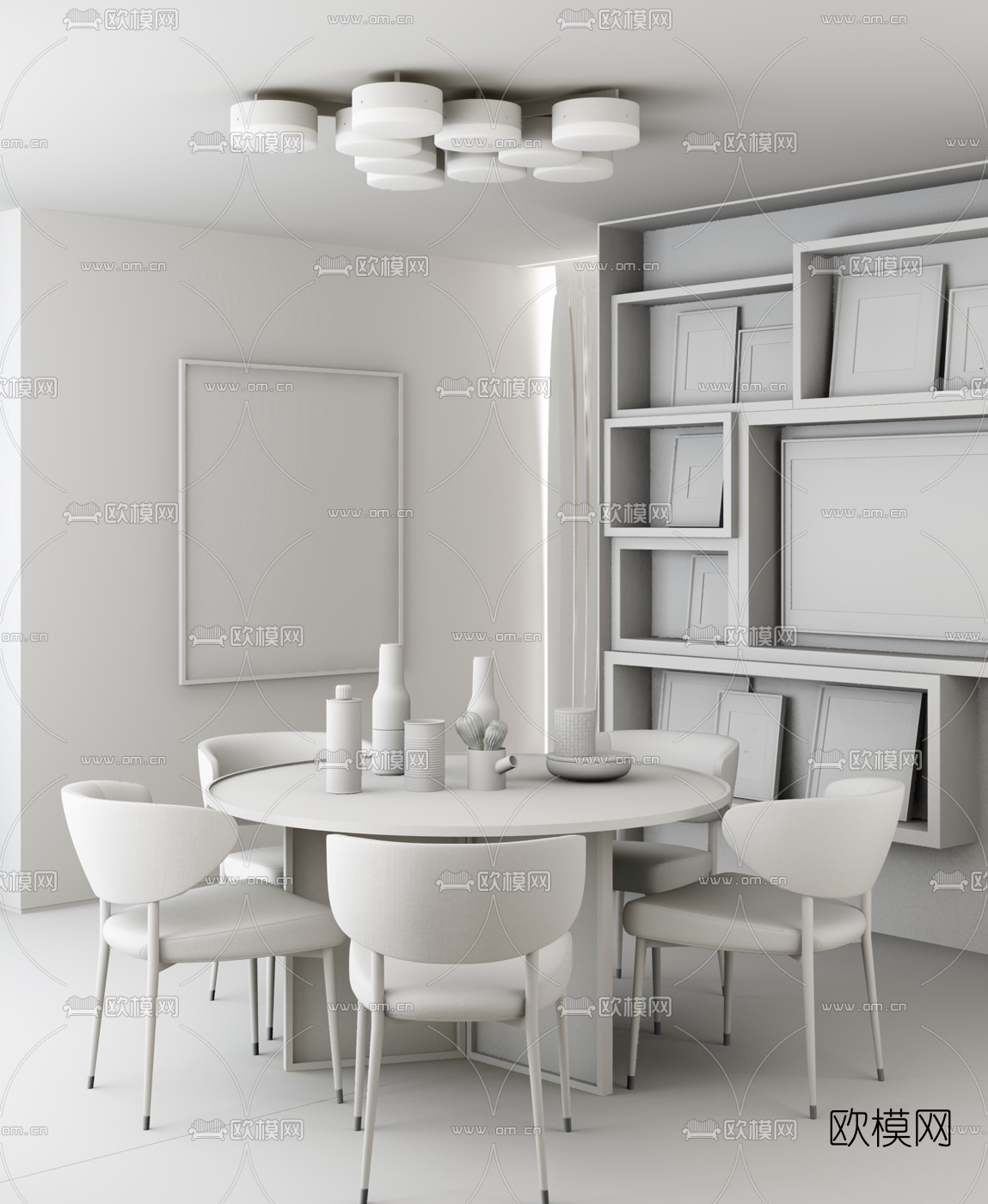 Jamie Bush设计 现代餐桌椅3d模型下载（渲染图2）