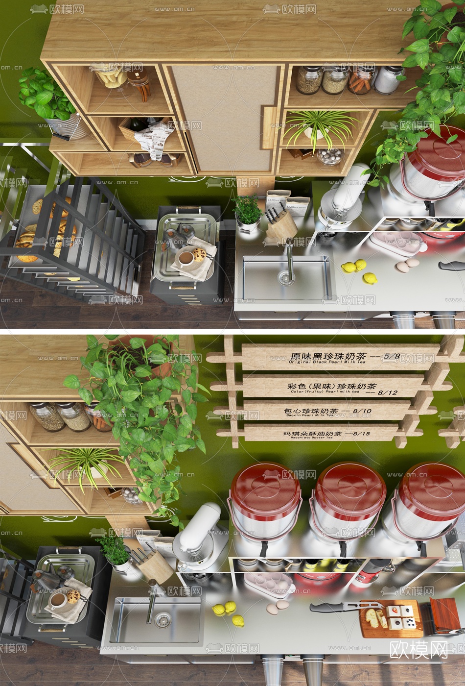 现代奶茶店手工操作台3d模型