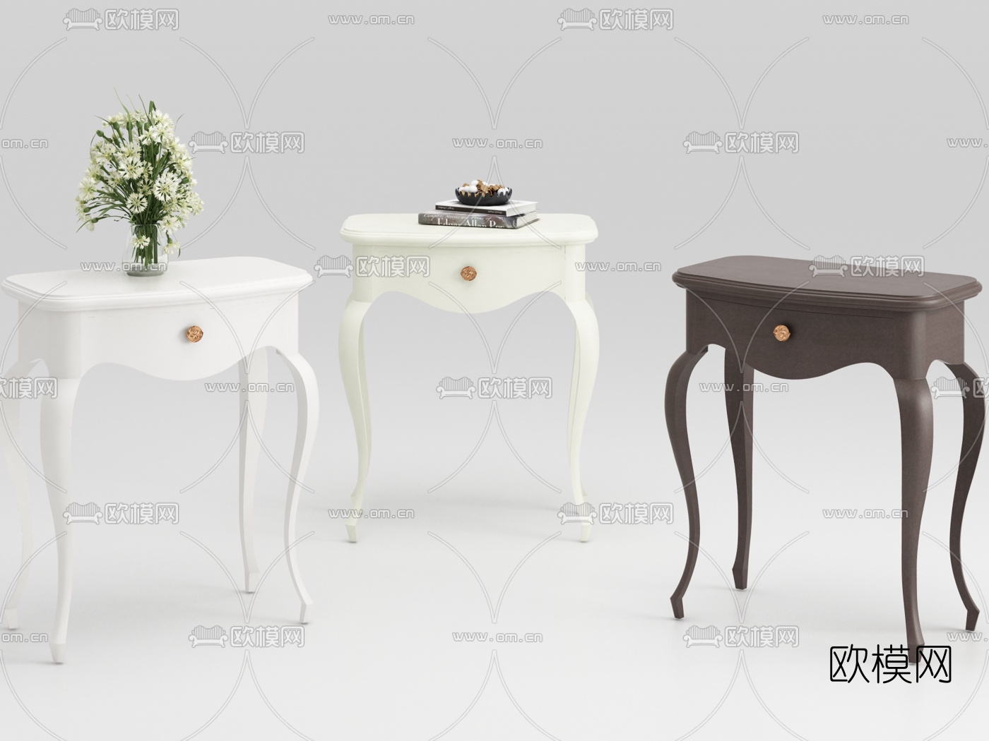 欧式边几组合3d模型下载