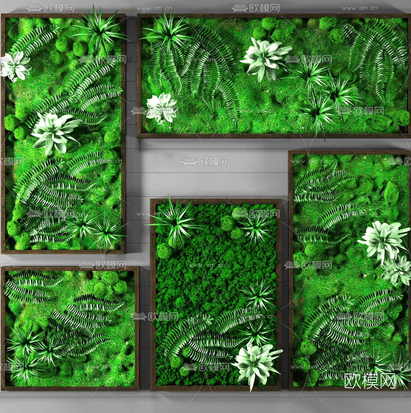 现代植物墙绿植3d模型