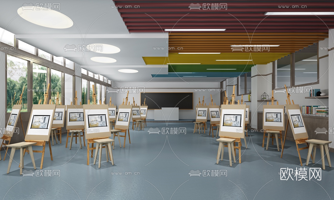 现代美术教室3d模型