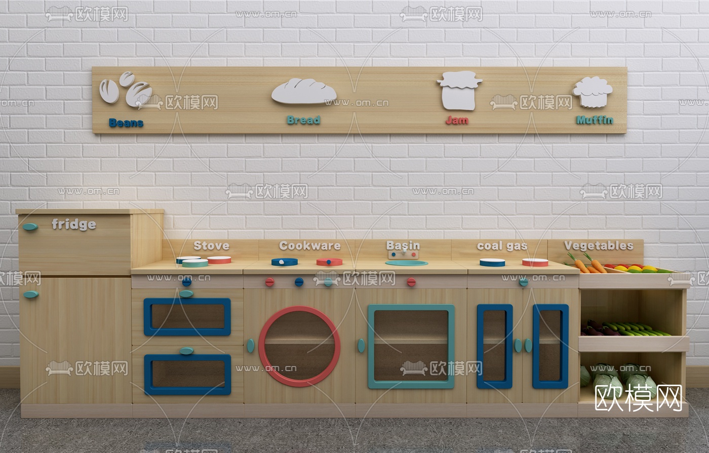 现代儿童橱柜3d模型下载