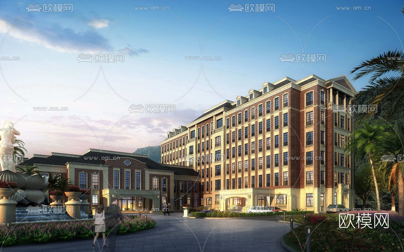 欧式酒店建筑外观3d模型下载
