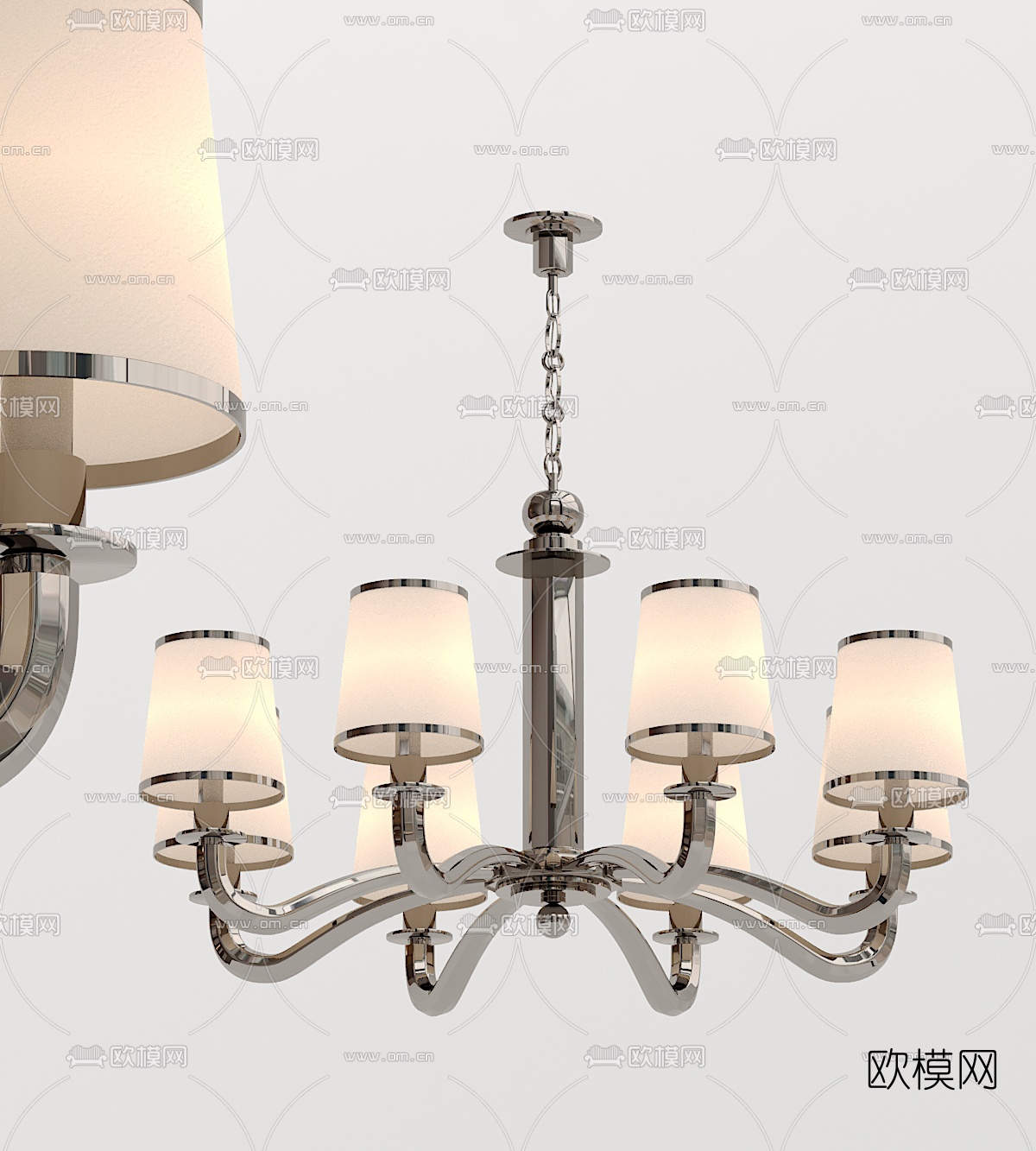 欧式金属多头吊灯3d模型下载