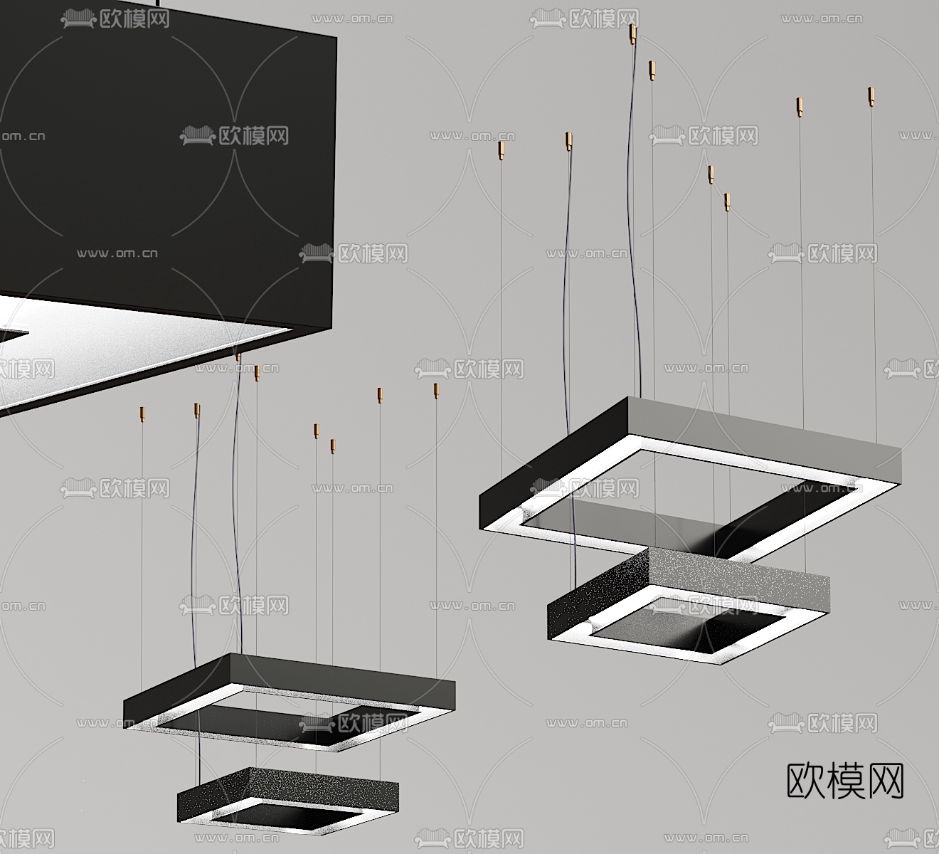 工业风几何吊灯3d模型