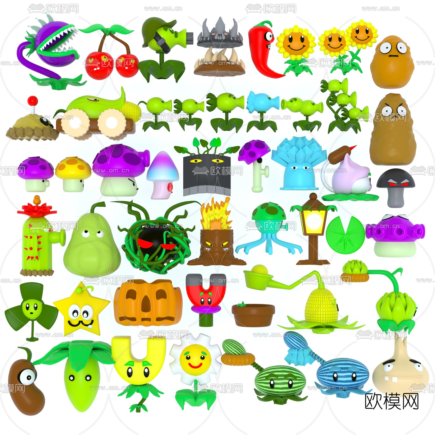 现代植物大战僵尸植物角色3d模型下载