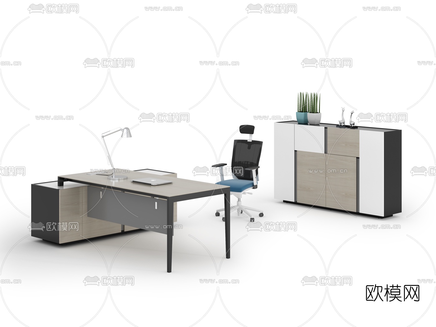 现代办公桌中班台3d模型