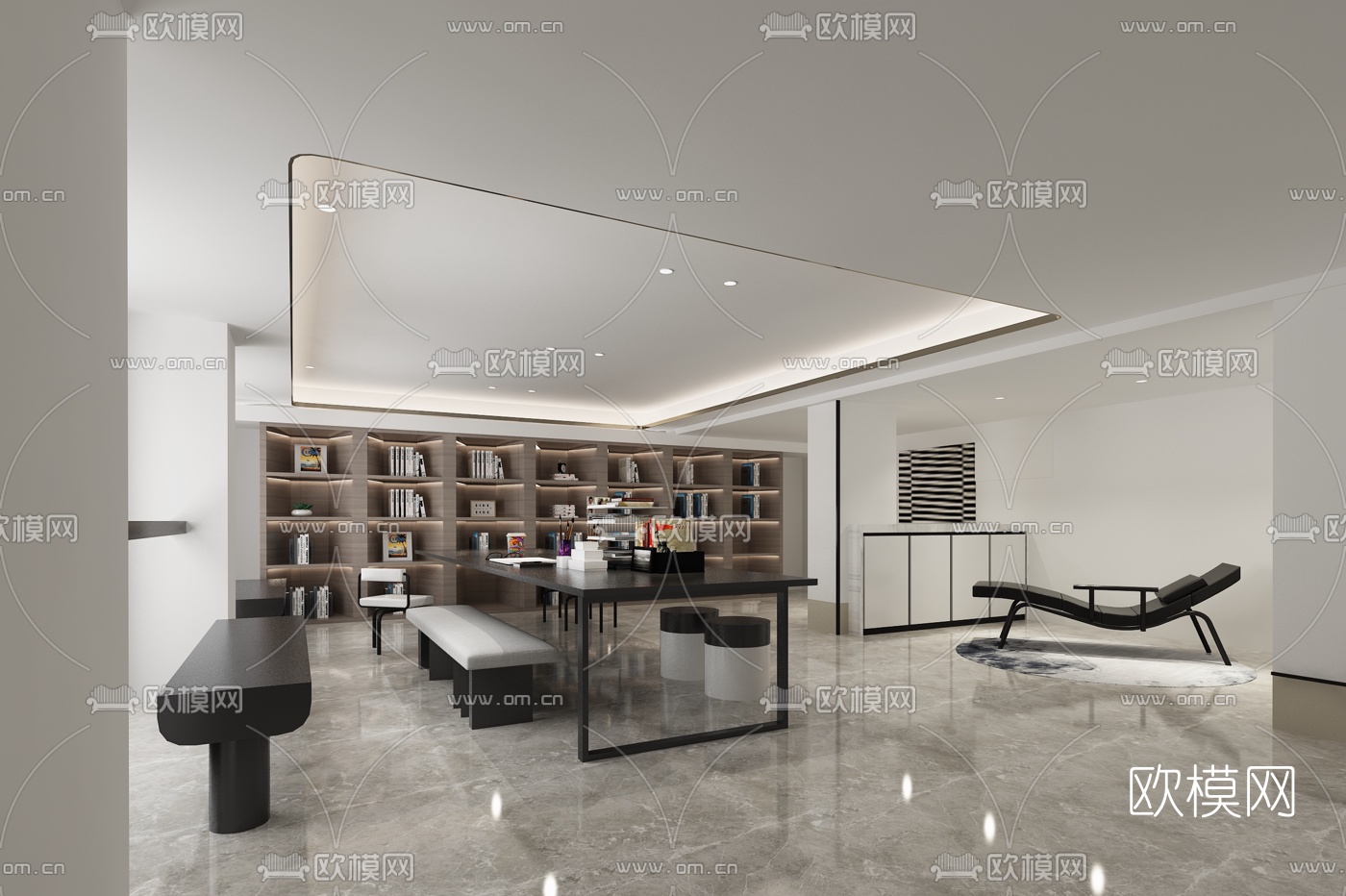 葛亚曦设计 现代书房3d模型下载