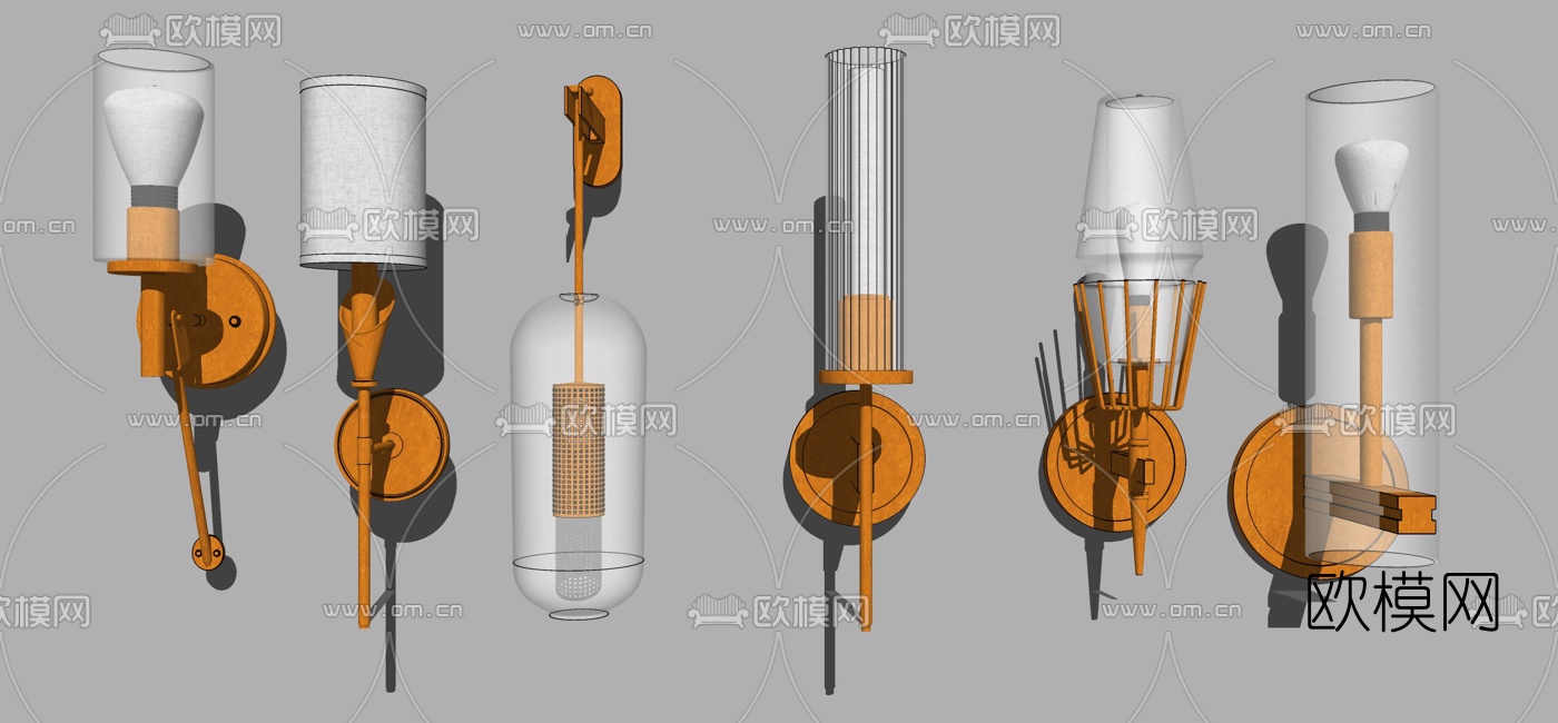 现代壁灯组合su模型下载