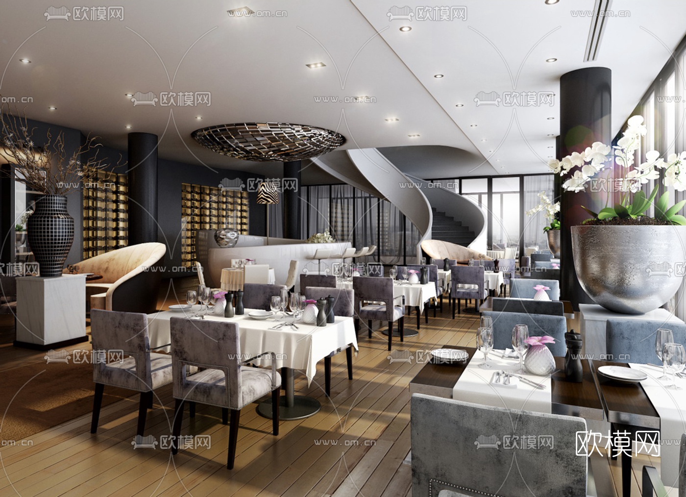 现代中餐厅3d模型