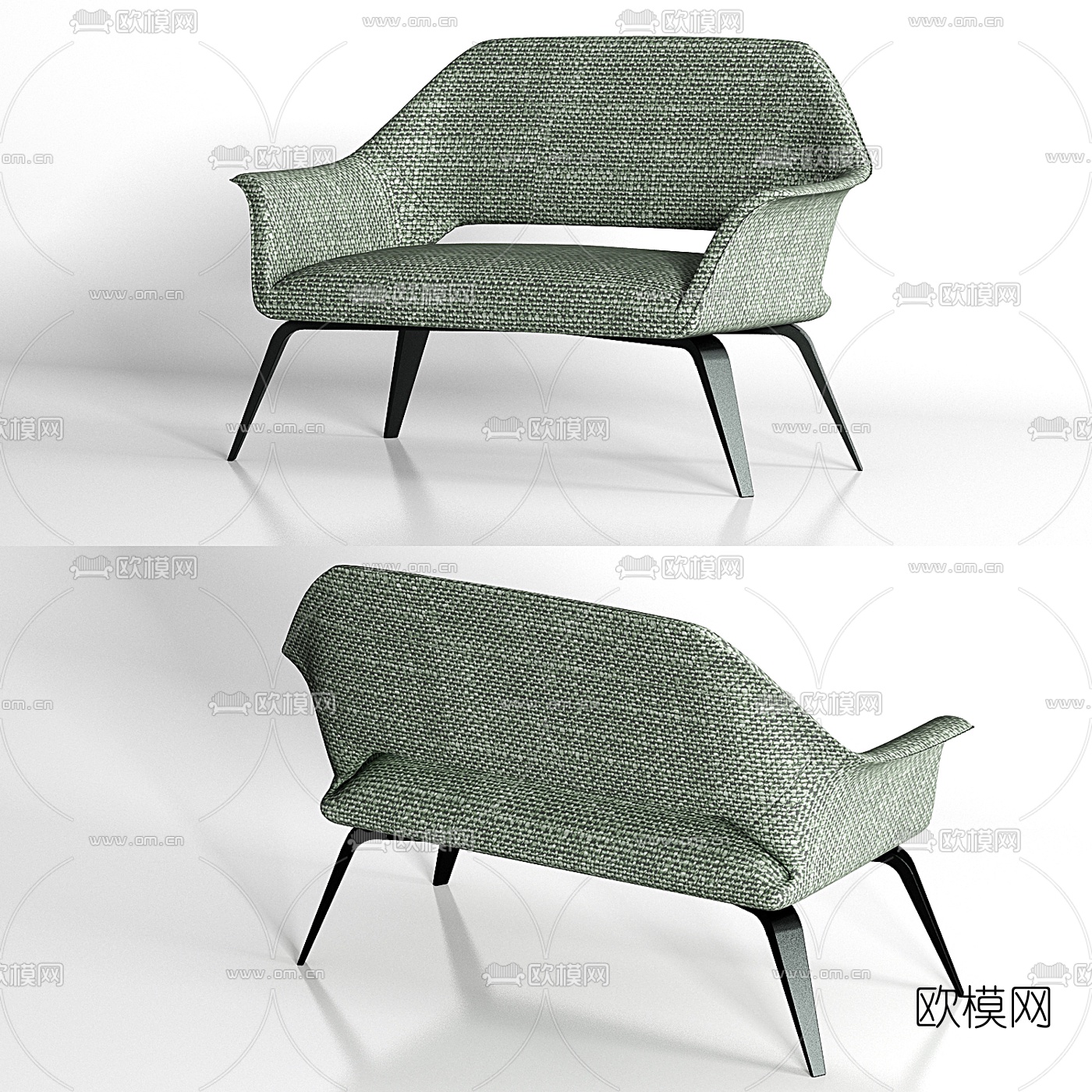 现代布艺双人休闲椅3D模型-免费3dmax模型库-欧模网