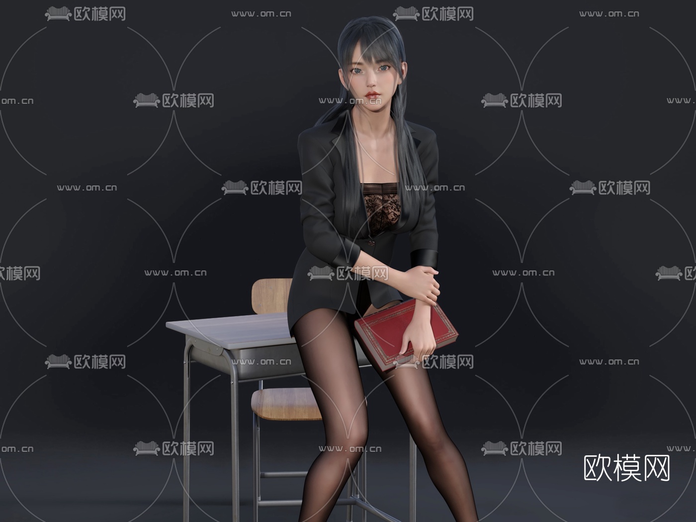 现代美女模特3d模型