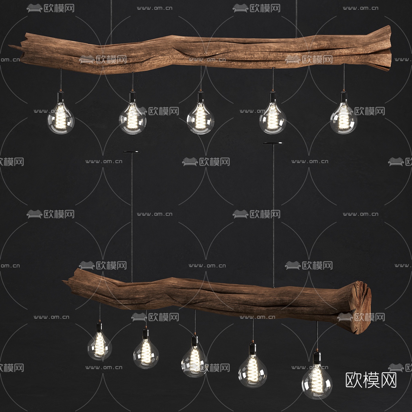 自然风树根小灯泡吊灯3d模型下载