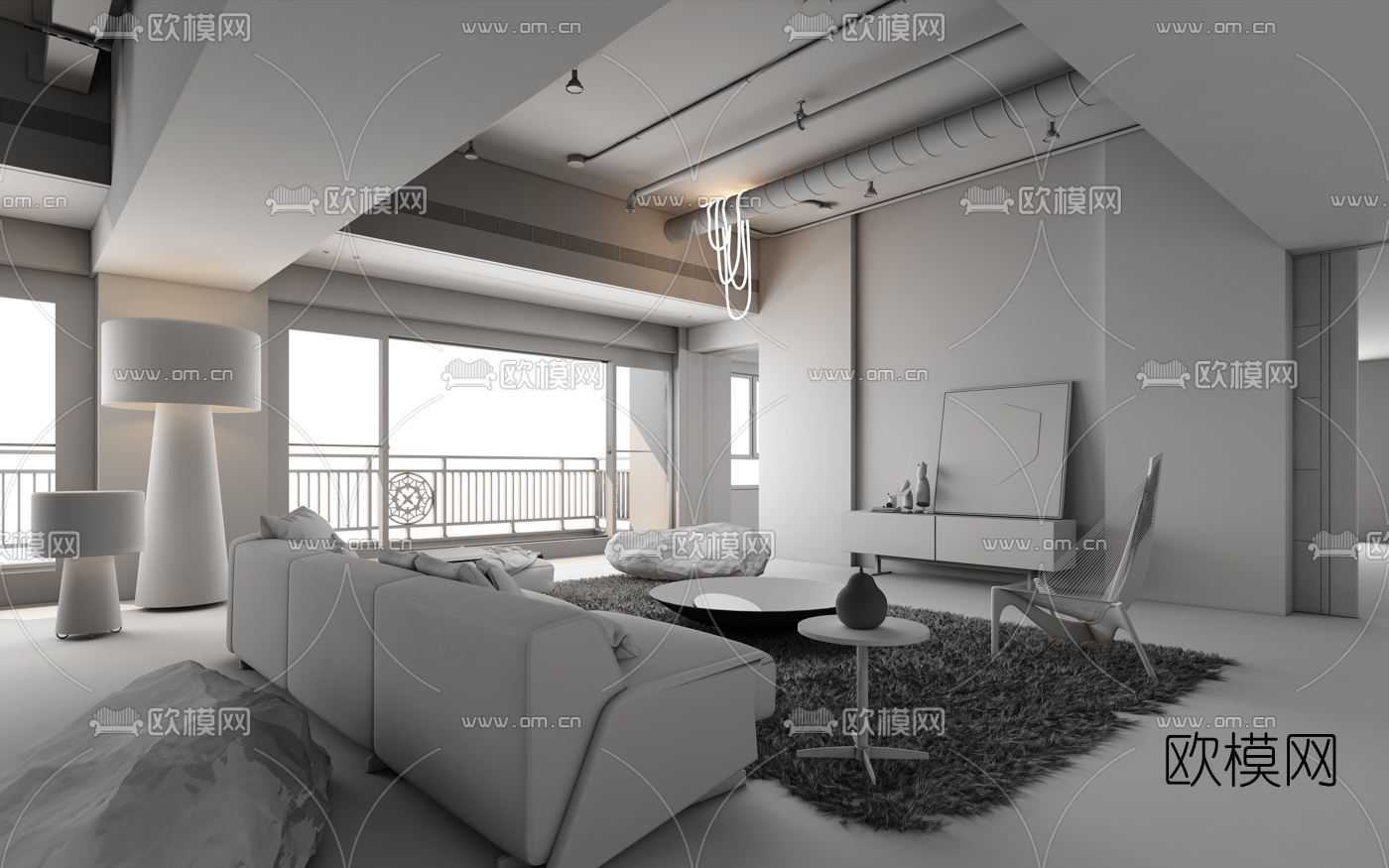 唐忠汉现代极简客厅3d模型