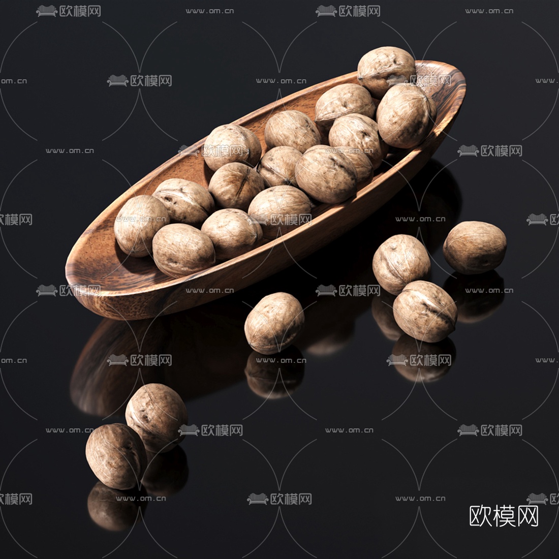 现代核桃食物3d模型