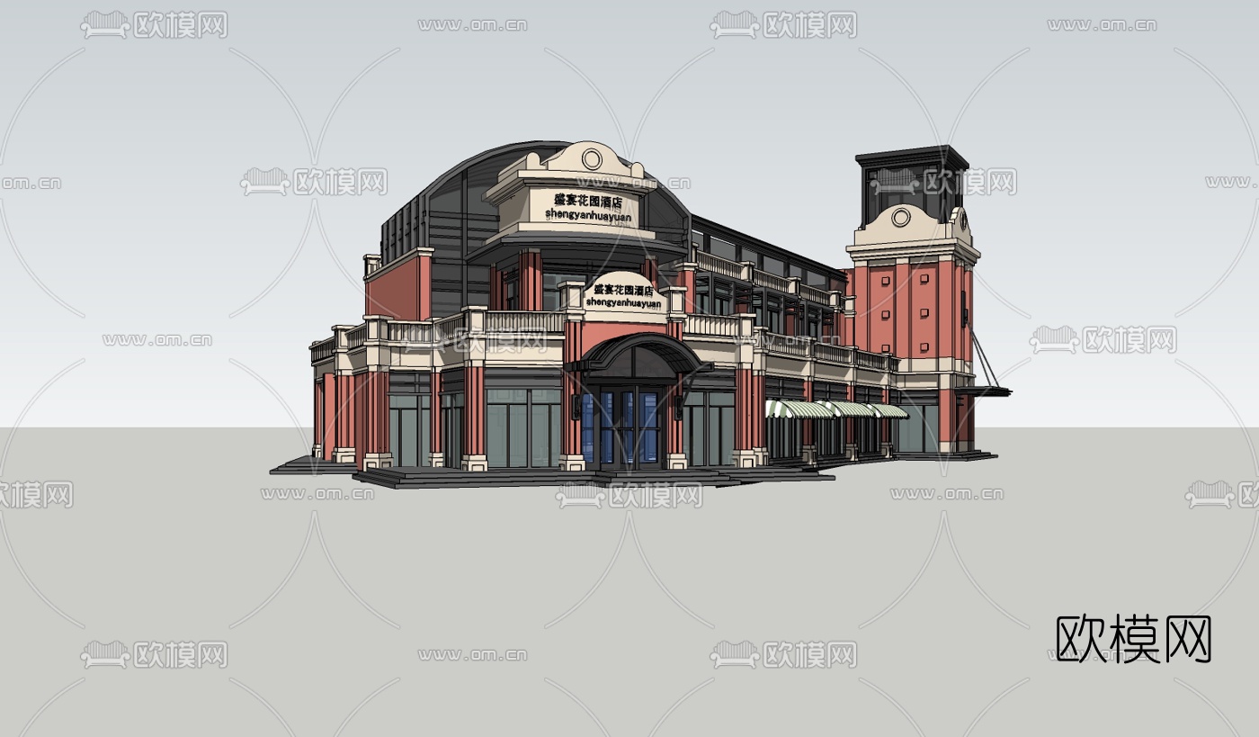 欧式酒店su模型下载（渲染图1）