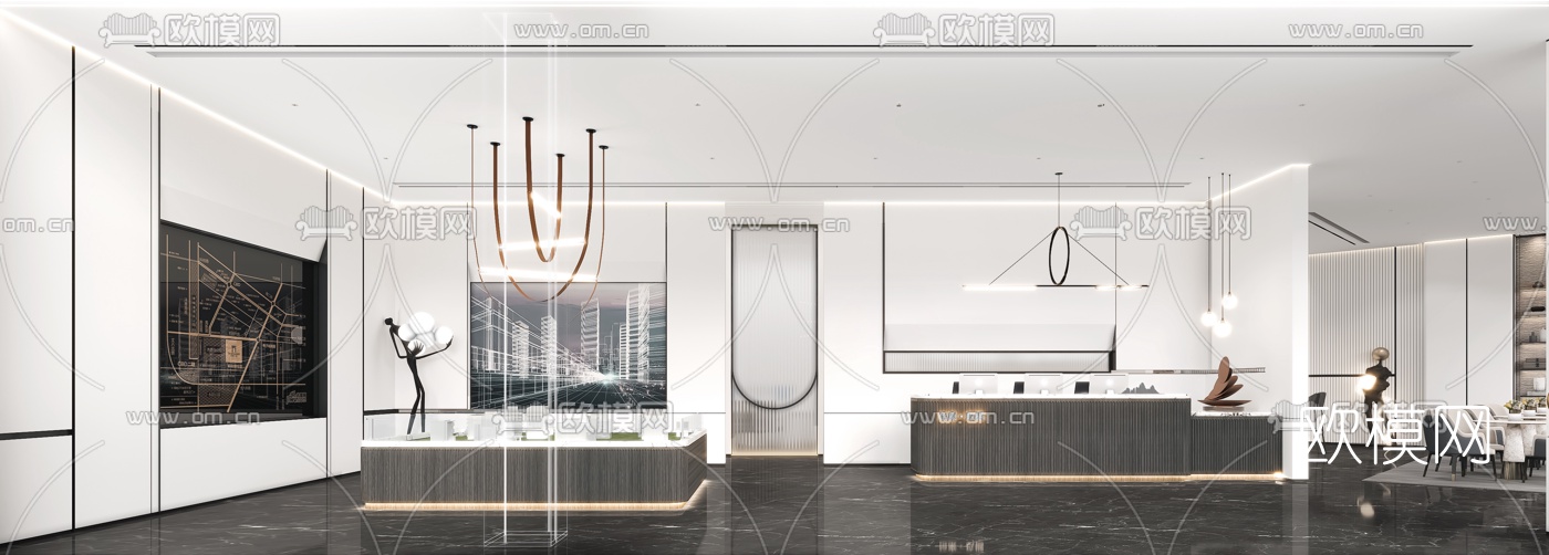现代售楼处大厅3d模型下载（渲染图4）