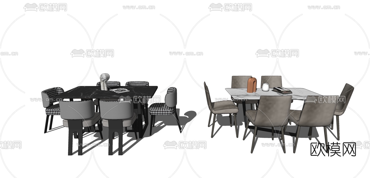 现代轻奢餐桌椅su模型下载