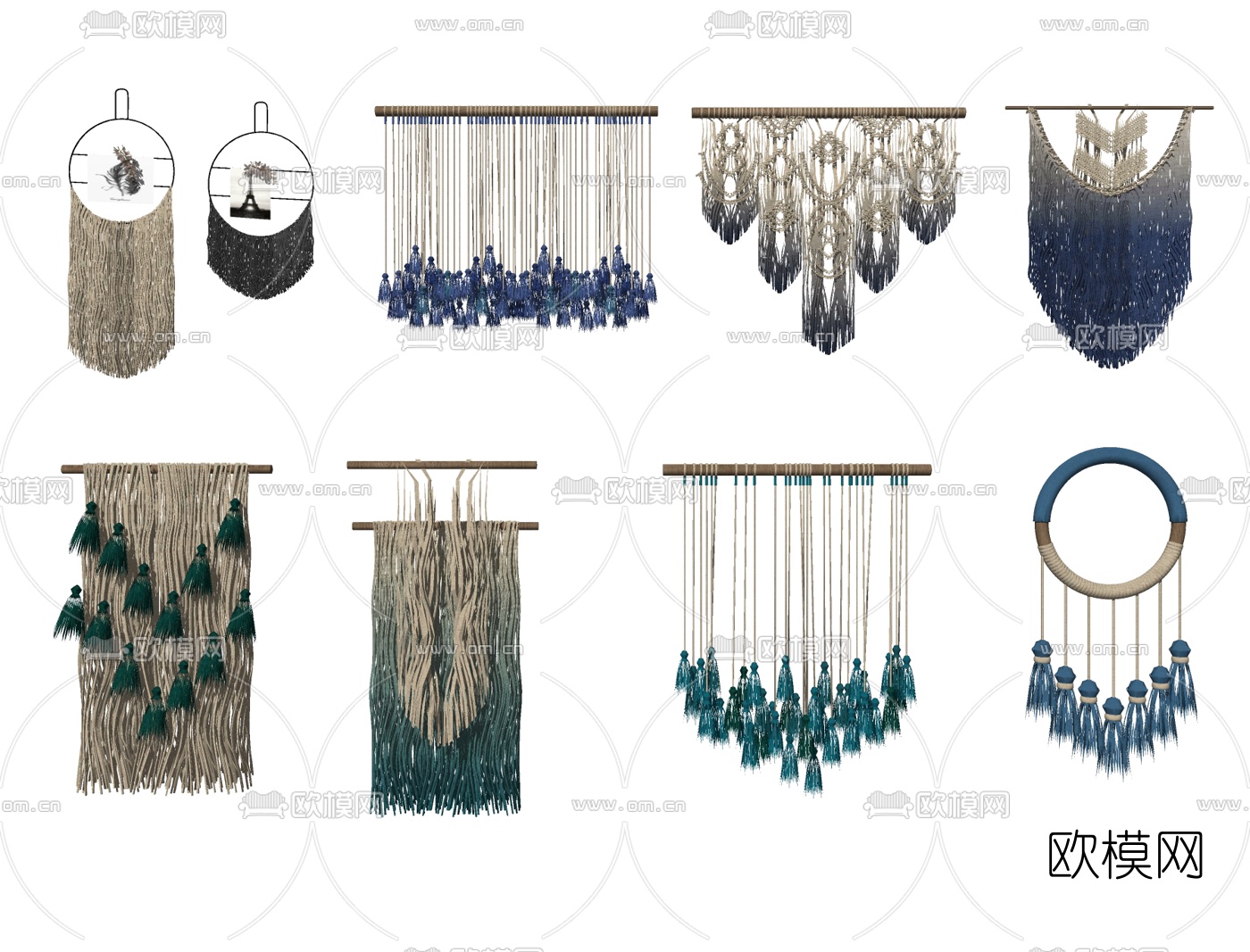 北欧挂毯线帘su模型下载