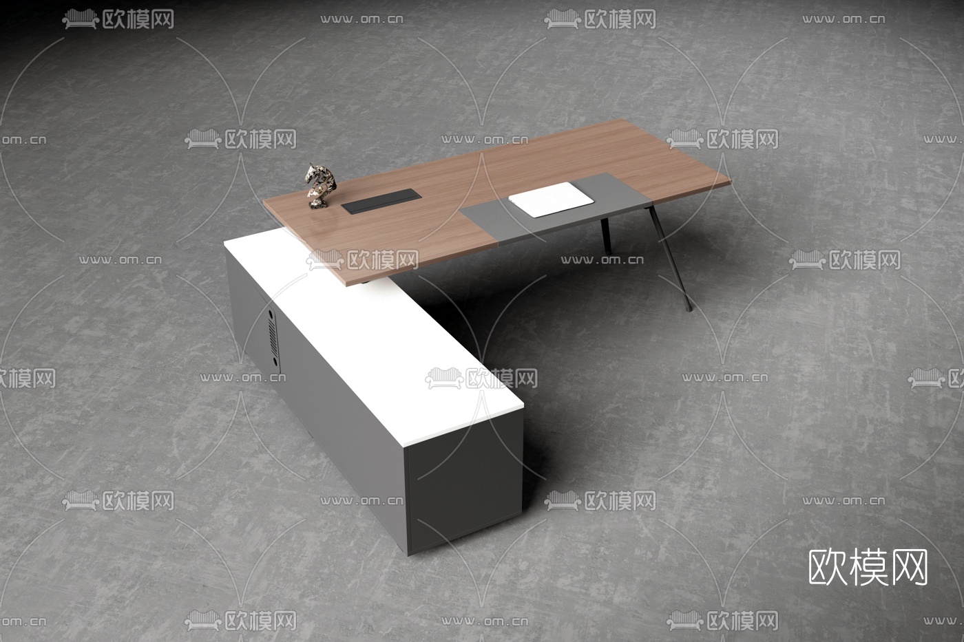 现代办公班台桌3d模型