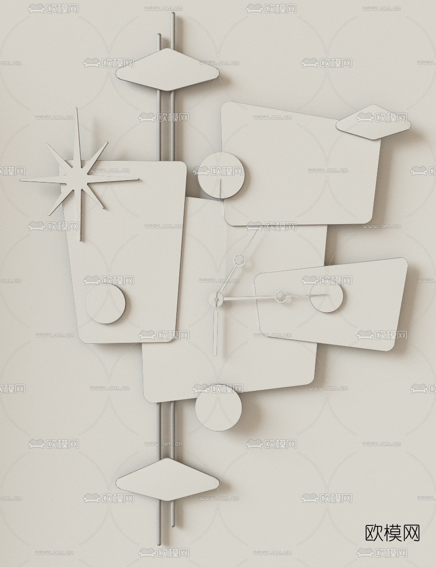 北欧童趣挂钟3d模型下载（渲染图3）