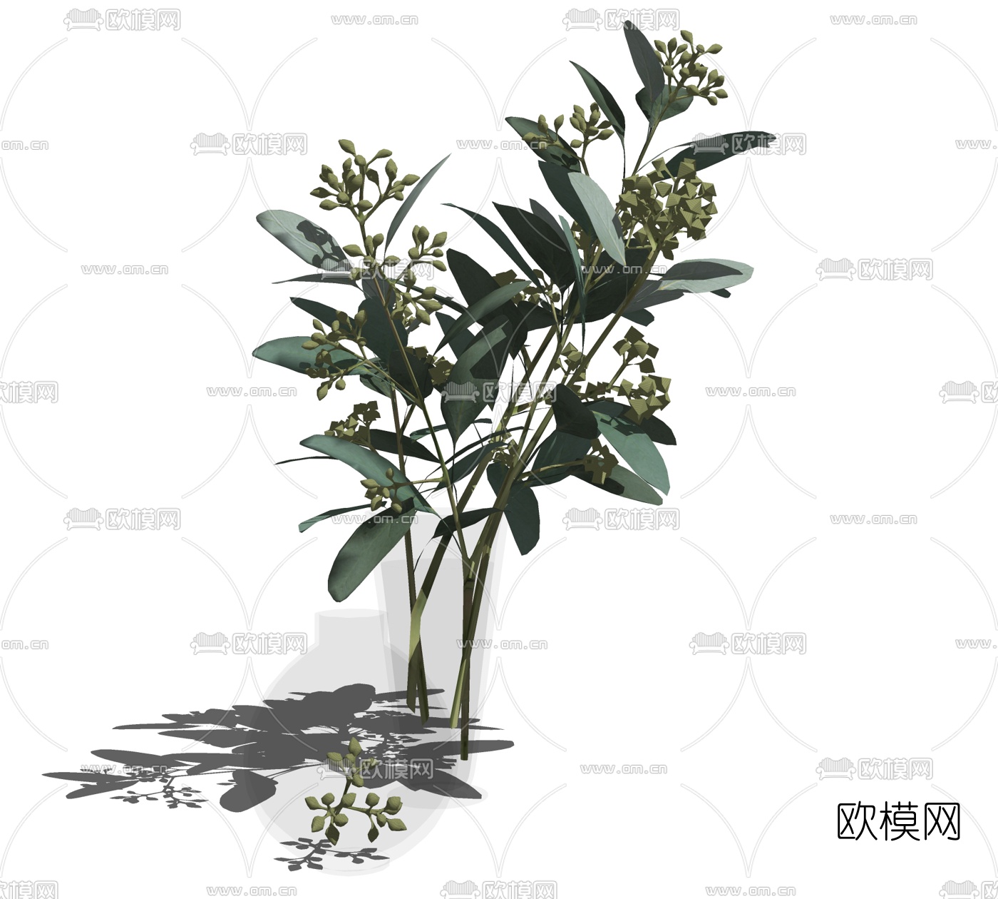 现代绿植花瓶免费su模型下载