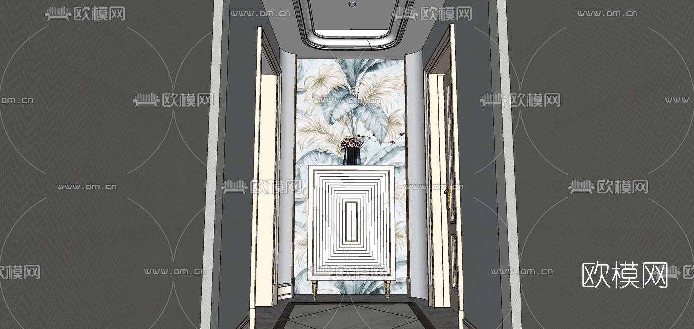 欧式卧室组合su模型下载（渲染图1）