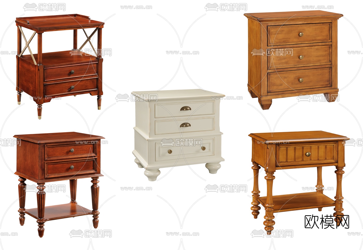 美式实木床头柜3d模型下载