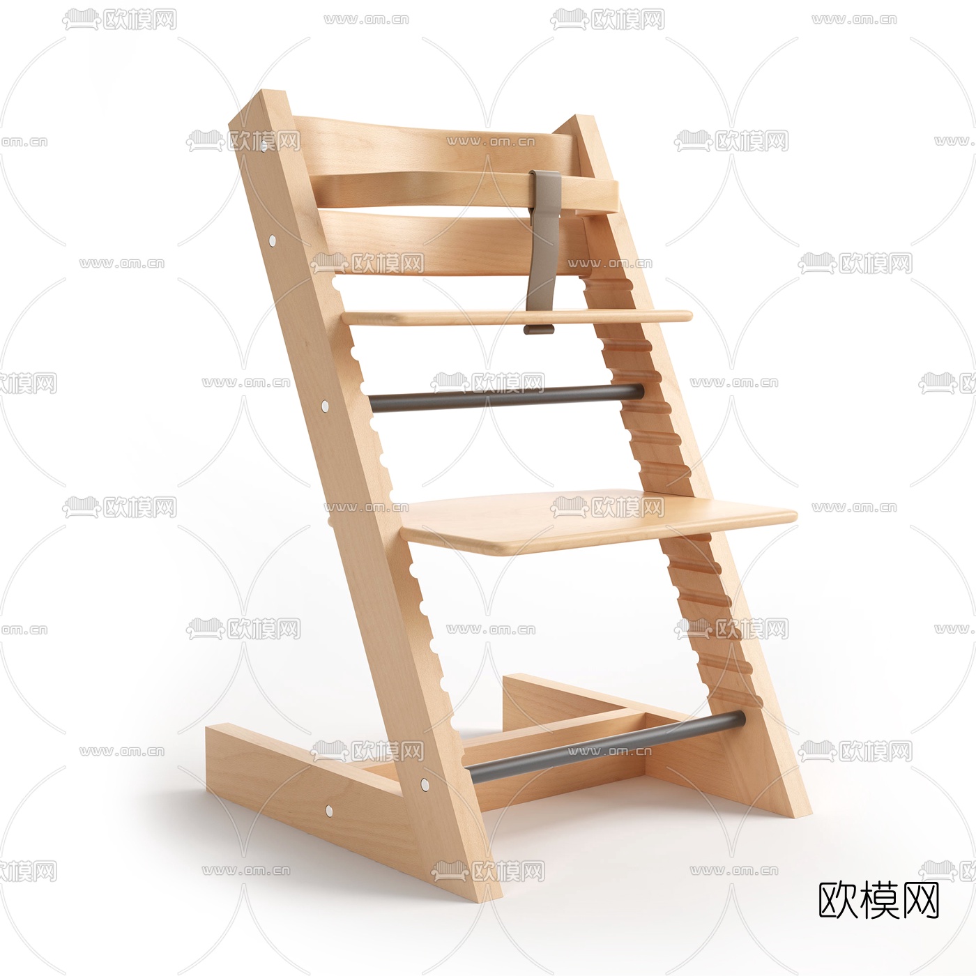 现代实木儿童椅3d模型下载